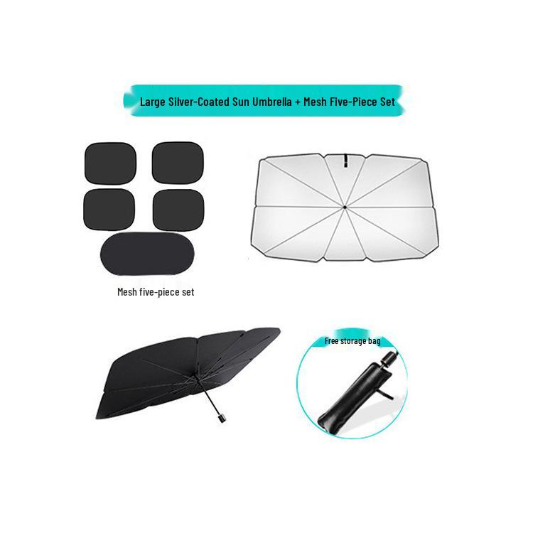 Multifunctional Silver-Coated Car Sunshade Umbrella for Windshield