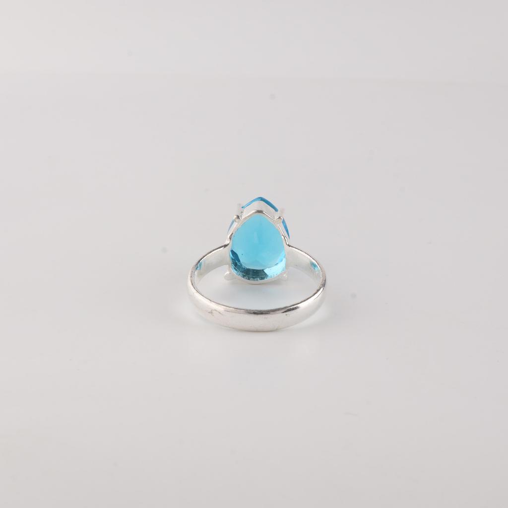 Swiss Blue Topaz Gemstone 925 Sterling Silver Jewelry Statement Designer Ring For Wife RR-81-5