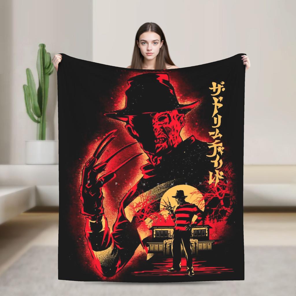 Freddys Krueger Halloween Art Spooky Retro Horror Blanket  Soft Plush Throw Blanket For Couch Chair Picnic Flannel Bedspread Bed