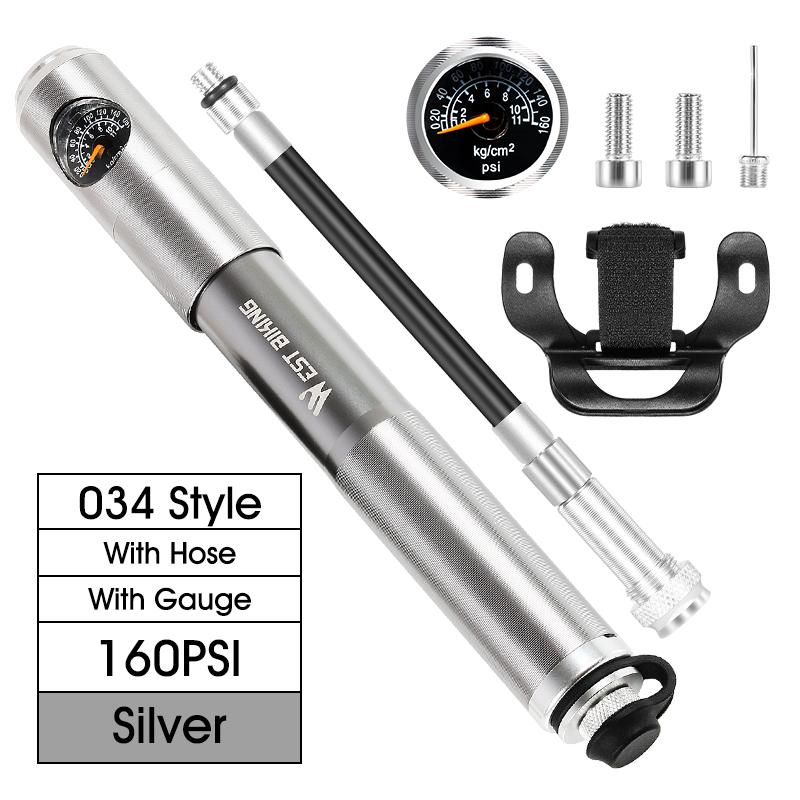 WEST BIKING Bike Inflated Pump High Pressure 160PSI Aluminum Bicycle Air Pump Presta Schrader Valve Bike Tire Pump With Hose