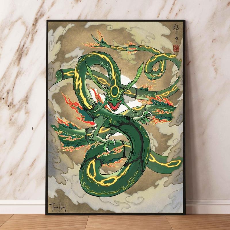 Lugia Ho-Oh Pokemon Unframed Canvas Painting Comic Themed Anime Wall Decor Unique Collection Enhance Your Living Space