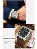 OFNS Men's Barrel-Shaped Waterproof Quartz Watch - Multifunctional Calendar with Three-Eye, Six-Hand Design, Casual Style.