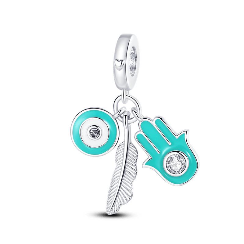 Grüne Farbe Charms Fit Armbänder 925 Silber Avocado Klee Perle Kaktus Chamäleon Zirkon DIY Schmuck Charme