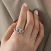 European & American Geometric Irregular Large Chain Open Ring – Luxurious Non-Fade Gold Plated Jewelry.