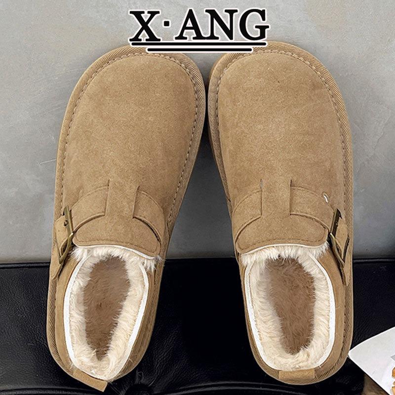 

толстоподошвенные кожаные бархатные теплые зимние сапоги хлопковая обувь зимняя новая однопедальная Дуду детская 35