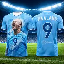 2026 Haaland No.9 Commemorative Soccer Football Jersey Fan Inspired 3D Print Portrait T-Shirt Unisex Short Sports Supporter Tee