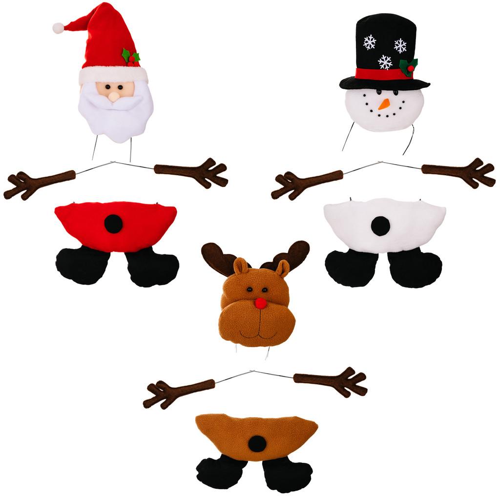 Tree Christmas Unique Topper Decor Featuring Santa Snowman And Reindeer Figurines Plush