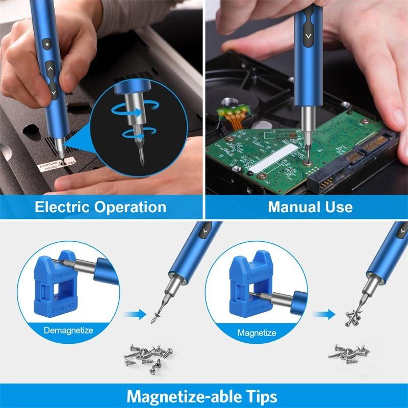 28 in 1 Rechargeable Repair Tool Kits Portable Electric Screwdriver Set Electronics Devices Maintenance Screw Driver Set