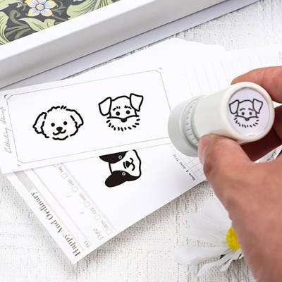 Cartoon-Hund Selbstfärbender Stempel Tragbar DIY Karten Umschläge Scrapbooking Vorgefärbter Dekorativer Welpenstempel Geburtstagsgeschenk