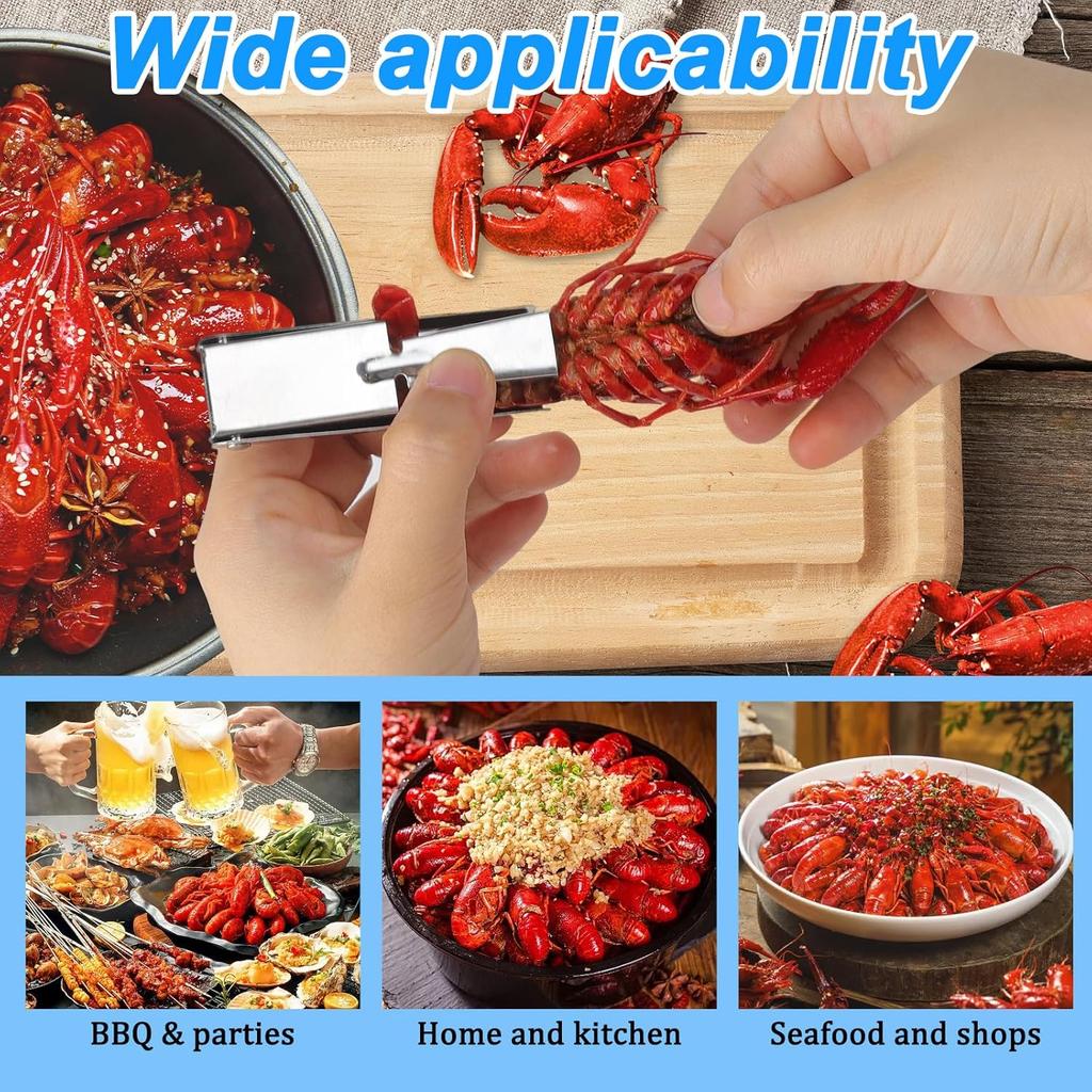 3pcs Crawfish Peeler Tool, Stainless Steel Shrimp Peeler, Crawfish Tail Remover Tool Easy to Clean for Kitchen Seafood Enthusiasts Seafood Shelling