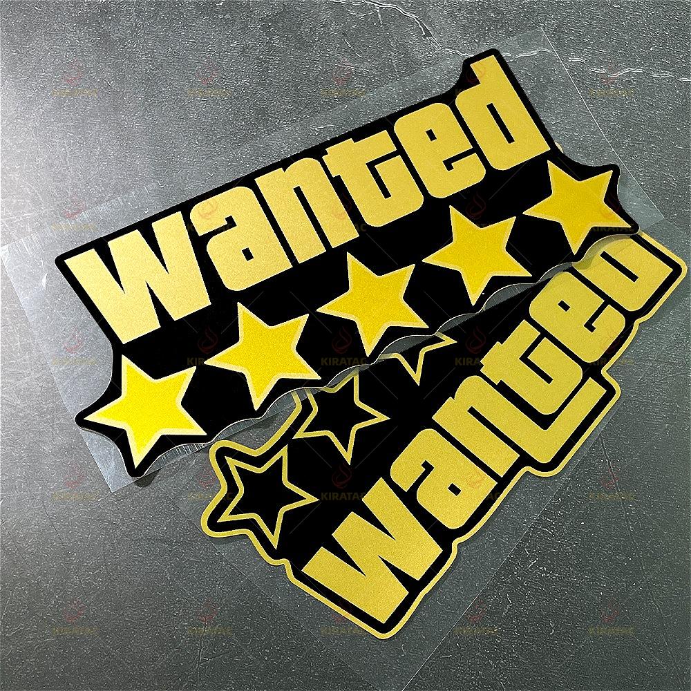 Gold WANTED Motorcycle Sticker for Motorcycle Fuel Tank Tailbox Fairing Car Trunk Scooters Waterproof Universal Vinyl Decals