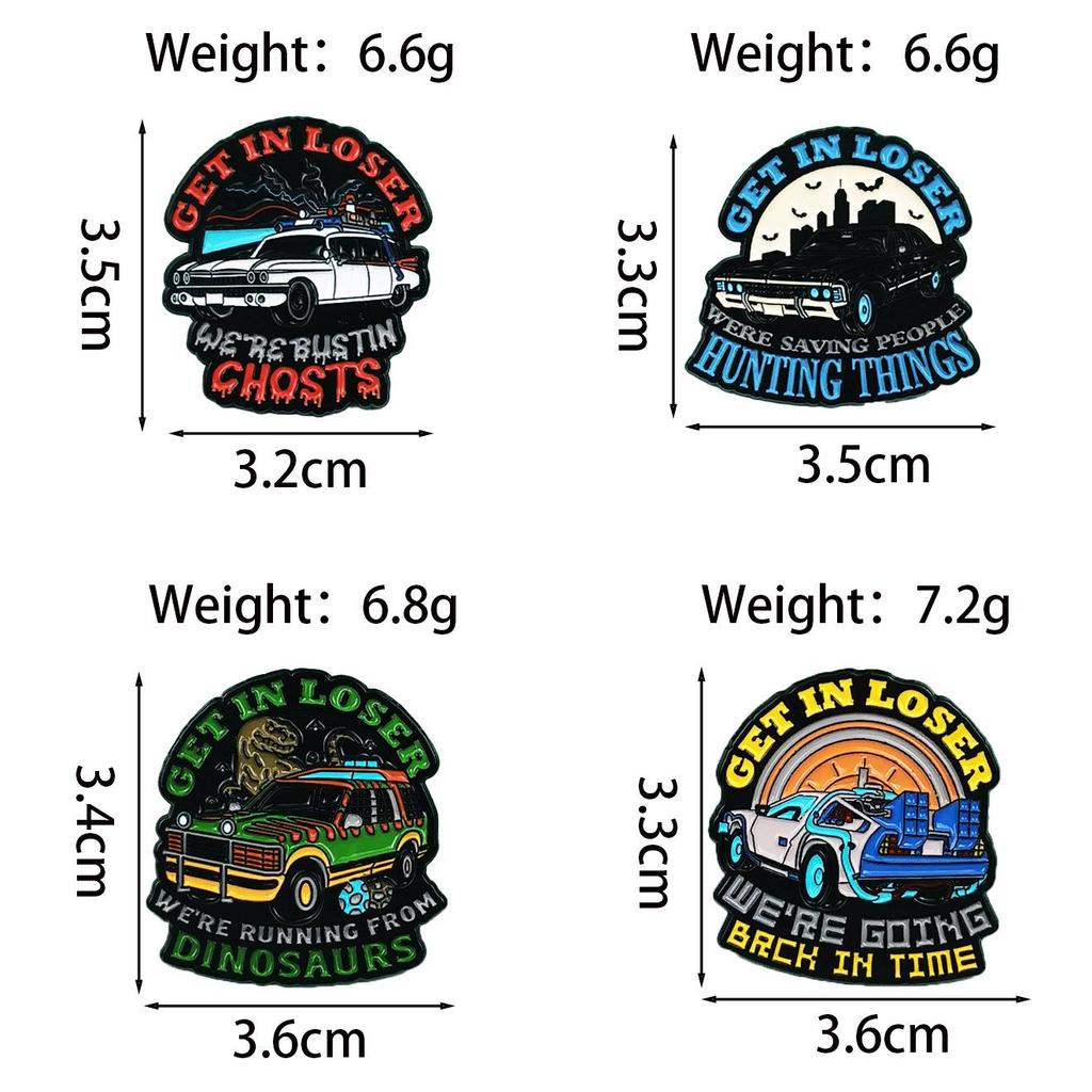 Retro Cartoon Car Brooch: Colorful English Letter Metal Badge - Perfect for Backpacks and Sedan Decoration