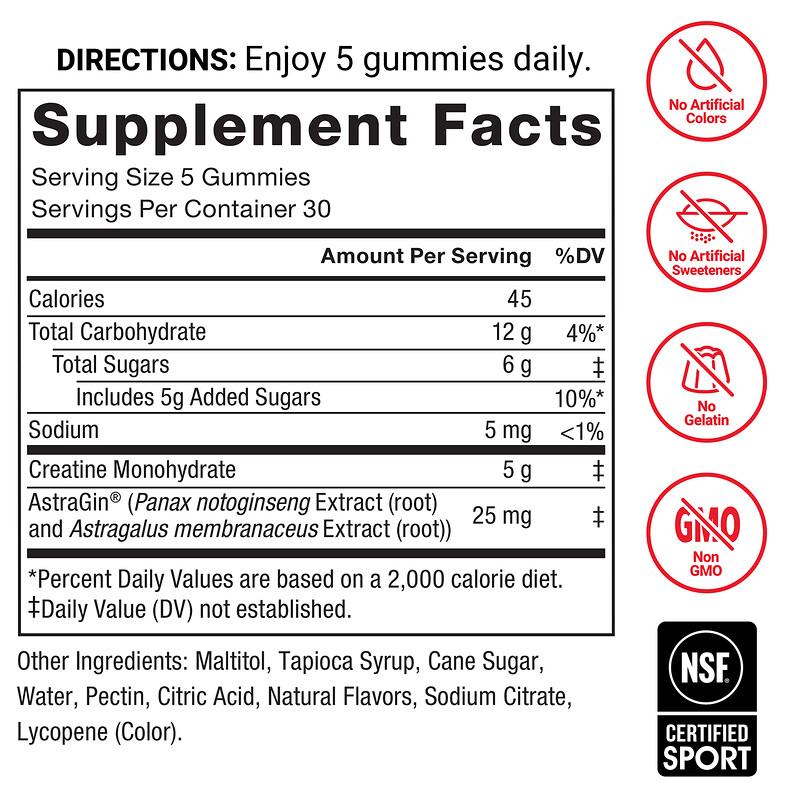 Creatine Monohydrate Gummies, Watermelon, 150 Gummies