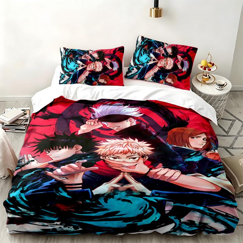 Jujutsu Kaisen 3pc Set Perfect for Bedroom Use Comfortable Bedding Set Includes a Duvet Cover and Two Pillowcases Ideal Birthday or Christmas Gift