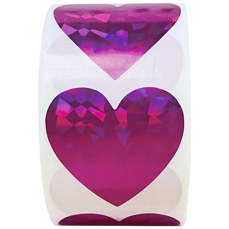 Full Set of Heart Laser Stickers - Gold, Pink, Purple, Green, Red - Self-Adhesive Valentine's Day Decoration Labels