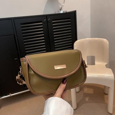 Splicing Texture Versatile Ins Retro Commuter Shoulder Messenger Bag Women's 2025 New Niche Small Square Bag Spring and Summer