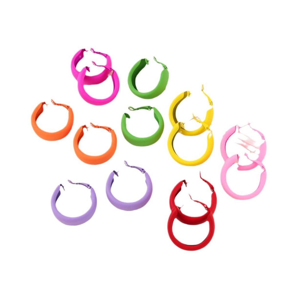 Vibrant C-Shaped Candy Color Hoop Earrings: Trendy, Cute, and Fashionable for Women