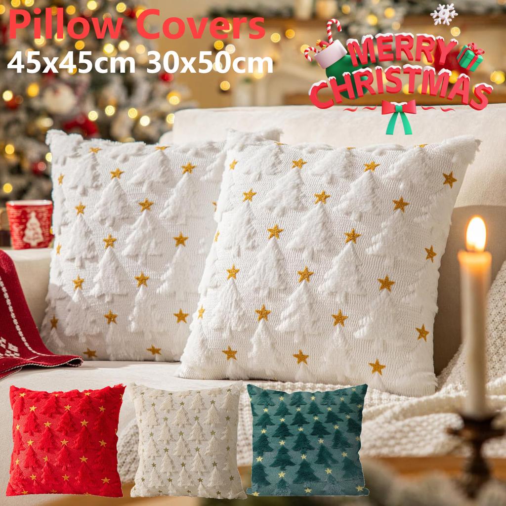 Christmas Pillow Covers 45x45cm 30x50cm Beige Christmas Tree Throw Pillow Cases Decorations Soft Covers Winter Holiday Decor