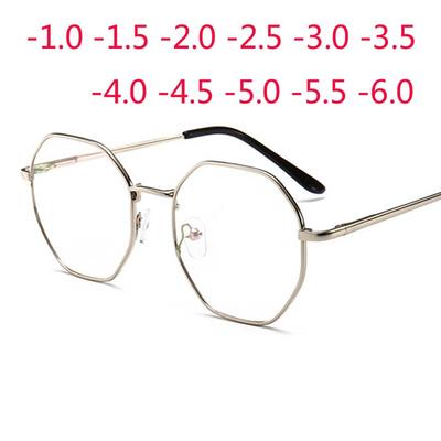 Regular Polygon Women Men Glasses Lady Luxury Retro Myopia Optical Mirror Eyewear -0.5 -1.0 -1.5 -2.0 -2.5 -3.0 -3.5 -4.0