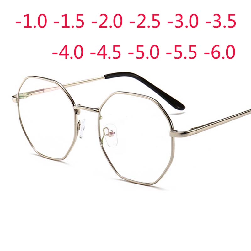 Regular Polygon Women Men Glasses Lady Premium Retro Myopia Optical Mirror Eyewear -0.5 -1.0 -1.5 -2.0 -2.5 -3.0 -3.5 -4.0