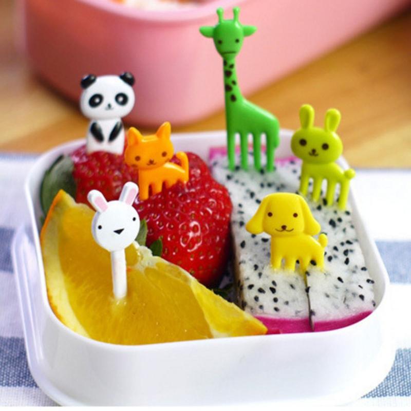 Set of 60 Plastic Fruit Picks Food Picks Food Toothpick Foods Forks Food Pick Fruit Fork Cute Animal Shaped Color Random
