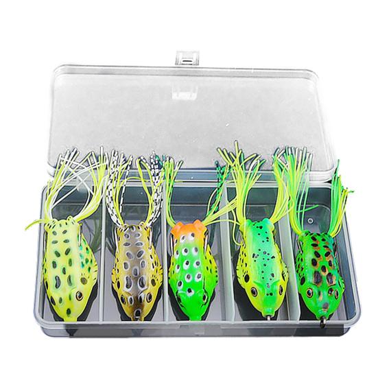 5Pcs/Set 6cm Fishing Artificial Lifelike Lure Wobbler Frog Shaped Fish Bait