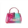 Ny mote Bærbar Gradient Transparent Jelly Bag Rivet Godteripose Skulder Messenger Square Bag