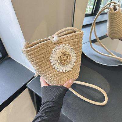 Sac Bohème en Fil de Coton Mode Tricot Sac Bandoulière Tissé Crochet Panier Sac pour Femmes Décontracté Été Sac à Épaule MIT