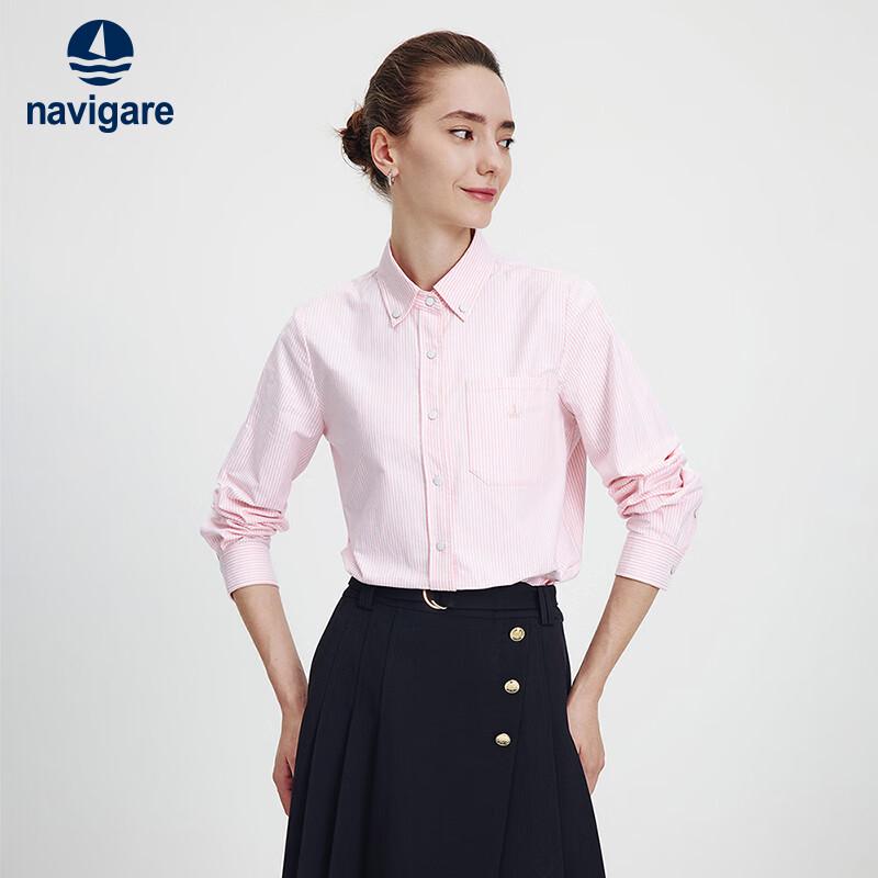 Navikaier Women s Striped Long-Sleeve Shirt M