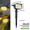 4PCS 72LED Solar Landscape Spotlights Solar Garden Lights Waterproof Solar Powered Fence Wall Lights Backyard Garage Yard