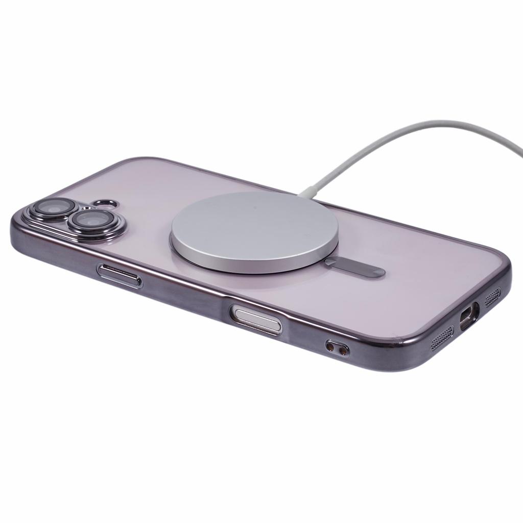 For iPhone 16 Plus Magnetic Case Electroplating TPU Phone Cover with Lens Film