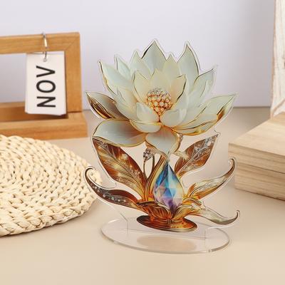 Supporto per insegna a forma di fiore Ornamentale Leggero Display con Base a Supporto Segno in Acrilico Segno da Tavolo Per Forniture per Feste Scrivania