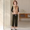 Mom's Gold Velvet Chinese Vest Jacket & Three-Piece Suit for Middle-Aged Women - New Spring/Autumn Collection