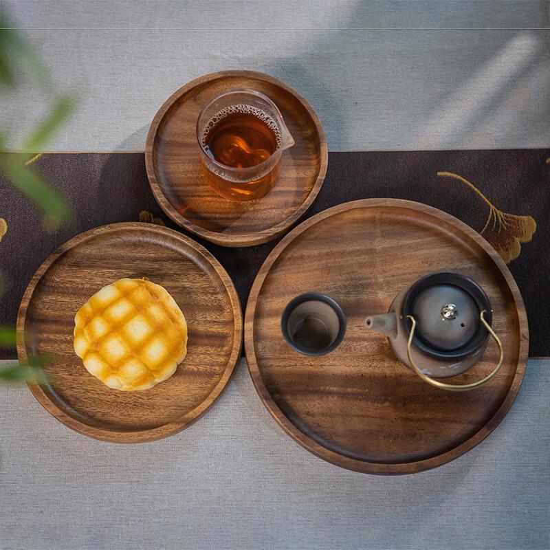 Japanese Style Solid Wood Round Serving Tray