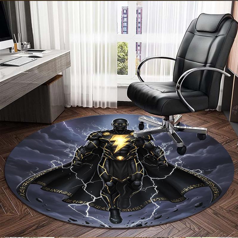 Black Adam Print Round Rug, Washable Floor Carpet, For Entryway Dorm Laundry Room Office Study, Home Decor Birthday Christmas Gift