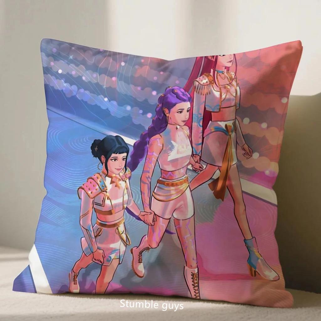 Anime Demon Hunters 45X45cm Pillowcase Kpop Sofa Cushion Cover Decorative