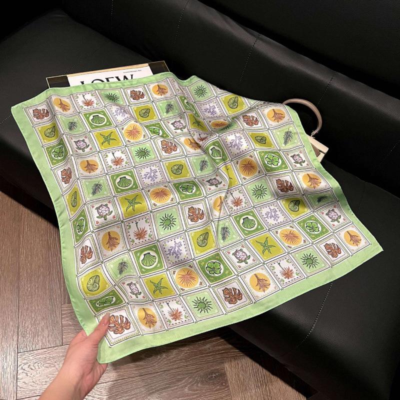 Fashion Black and White Printing Temperament Square Scarf Imitation Silk Korean Version Decorative Scarf Scarf Professional Decorative Shawl Silk Scar
