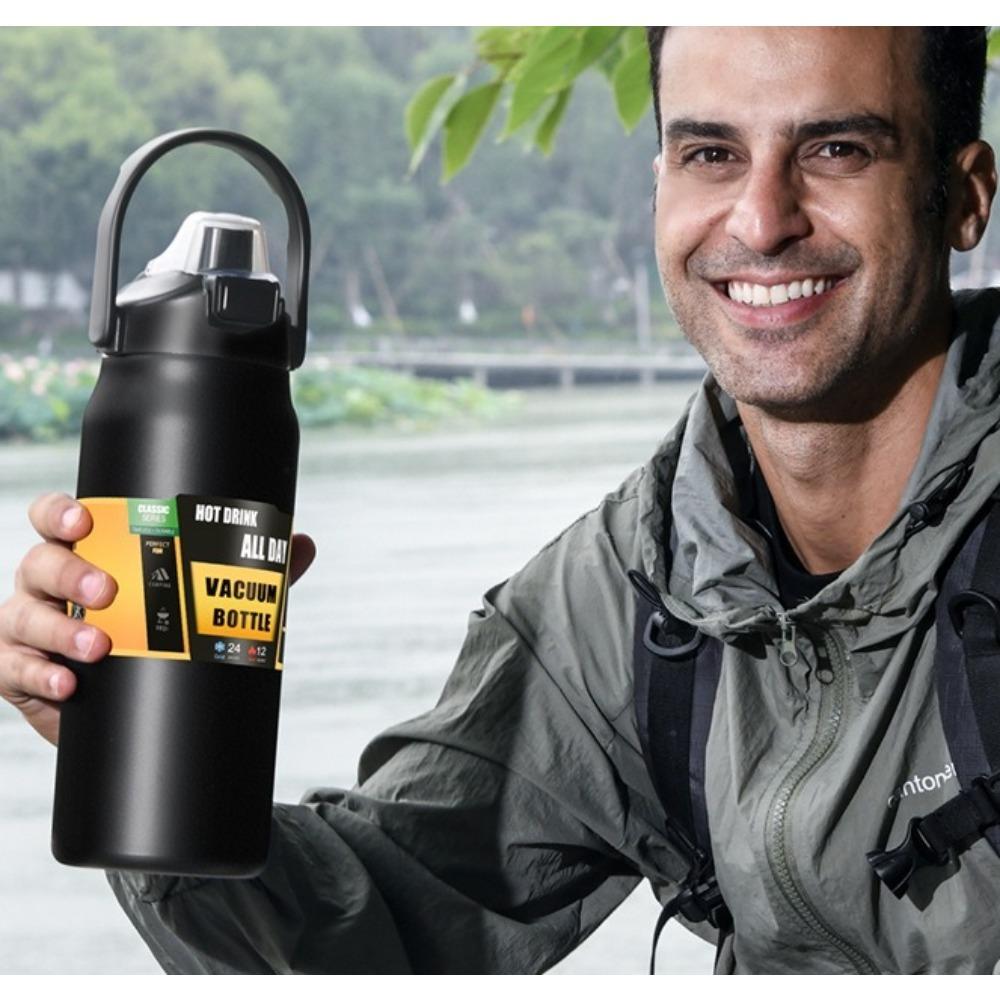 1 Pack Thermos Flask Outdoor Thermos Flask 304 Stainless Steel Vacuum Insulated Cup Portable Sports Water Bottle with Straw