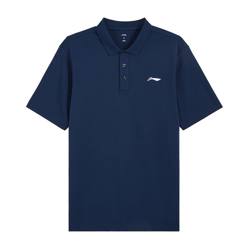 Li-Ning Casual Breathable Versatile Polo Shirt Short Sleeve Top Comfortable Long Pants Sports Suit Men suit Guangdong-Blue Black U803-3+T415-1