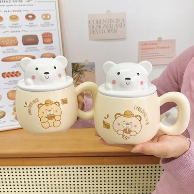 Tasse mit Deckel Löffel Niedliche Kleine Bär Tasse mit Gutem Aussehen Mädchen mit Herz Trinkwasserbecher Um Mädchen Geburtstagsgeschenk zu geben