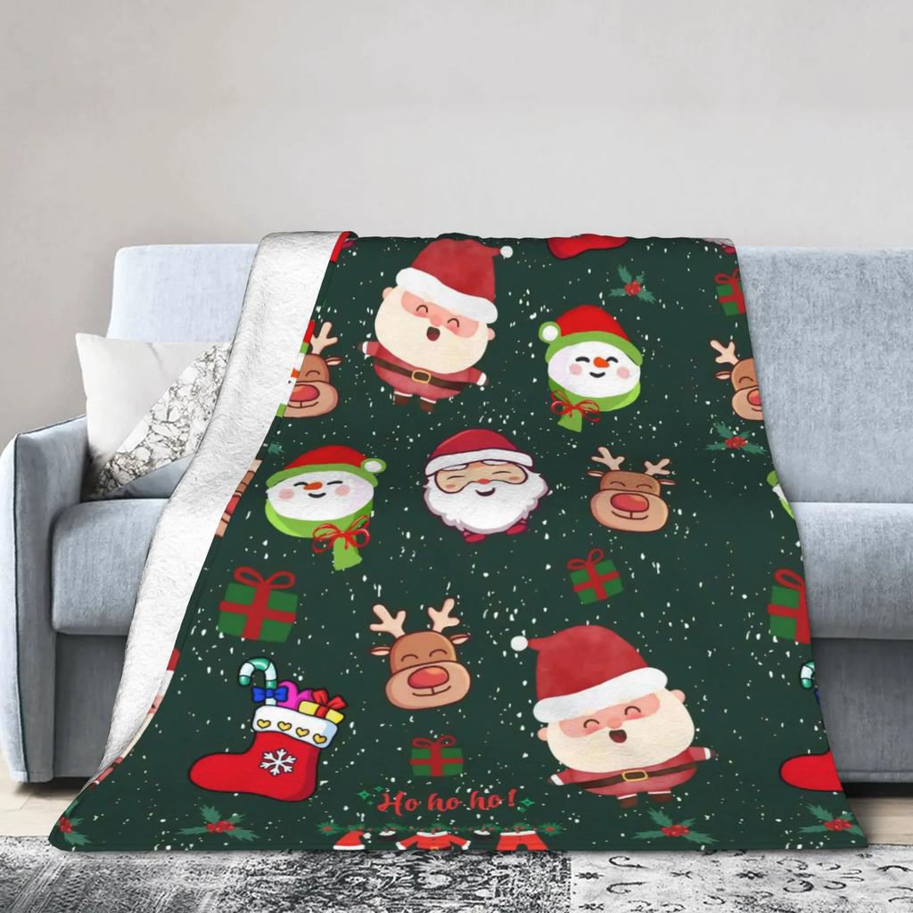 Christmas Santa Claus Soft Plush Throw Blanket for Couch Sofa Bed  Flannel Patterned Blanket for Students Chair Bedspread Cover