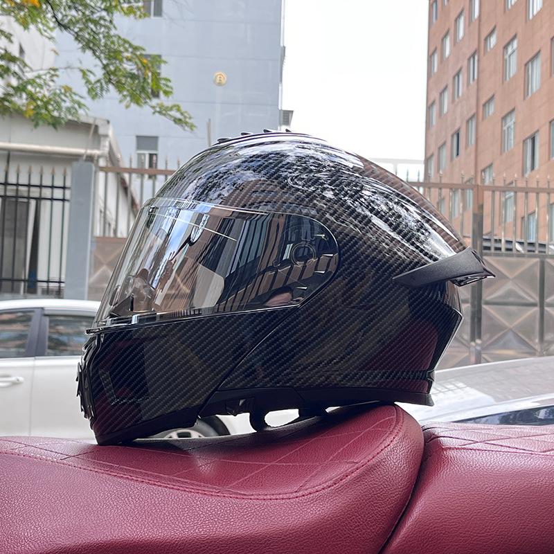 Electric vehicle helmet men's and women's face-opening helmet summer double mirror tail semi-full cover type personalized four-season Bluetooth couple