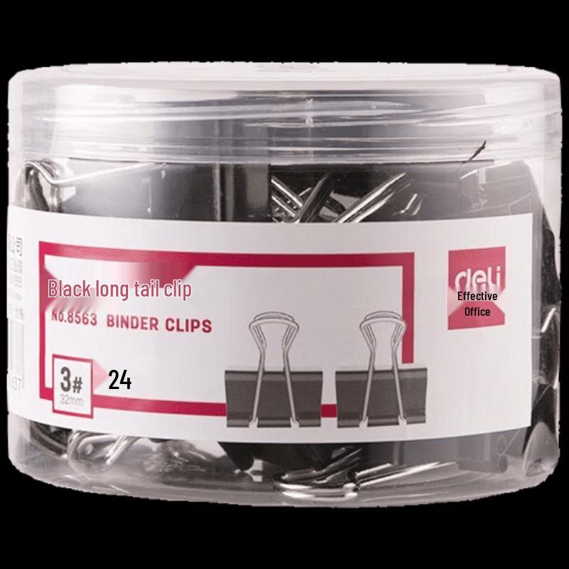 Deli Black Binder Clips 32mm (24 Count)