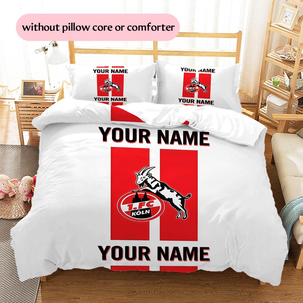 Nome Personalizzato 1. Set Copripiumino Trapuntato con Fantasia FC Köln Decorazione per la Casa Regalo (1 * copripiumino + 2 * federe senza imbottitura)