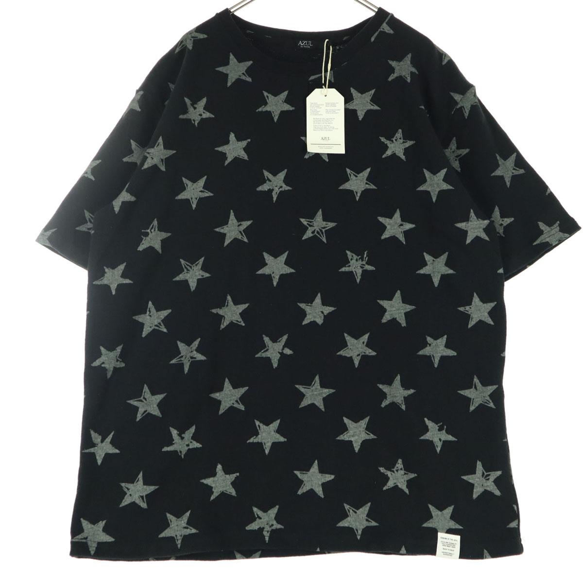 

неиспользованная футболка с коротким рукавом и круглым вырезом с узором AZZURE Star M серии Black для мужчин, б/у