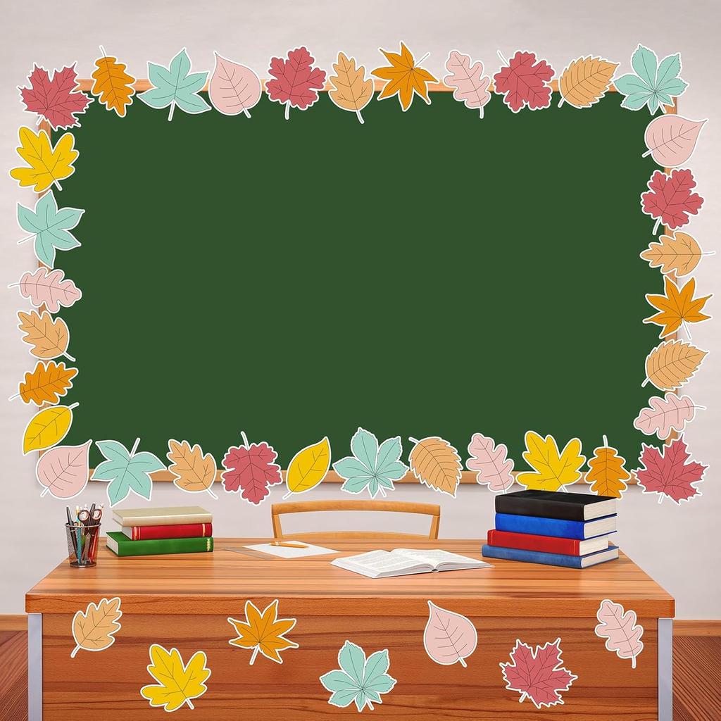 Pajean 60 Pcs Thanksgiving Maple Leaf Decorations Boho Fall Leaves Paper Cutouts Boho Autumn Bulletin Board Decor for Classroom Office Fall
