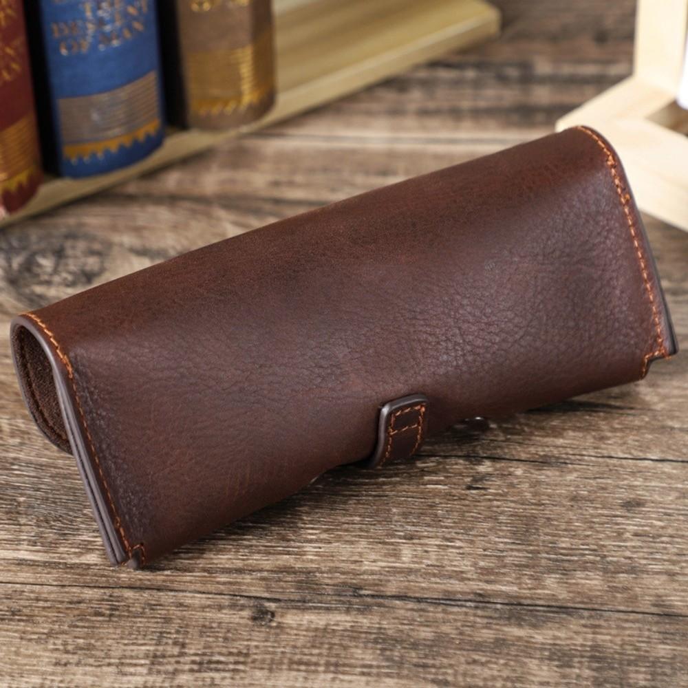 Genuine Leather Eye Glasses Pouch Portable Sunglasses Holder Fashion Glasses Case  for Men Women