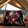 1pc Horror Clown Outdoor Flannel Blanket, Lightweight Warm Cozy for Travel Camping Office Soft Polyester Fabric