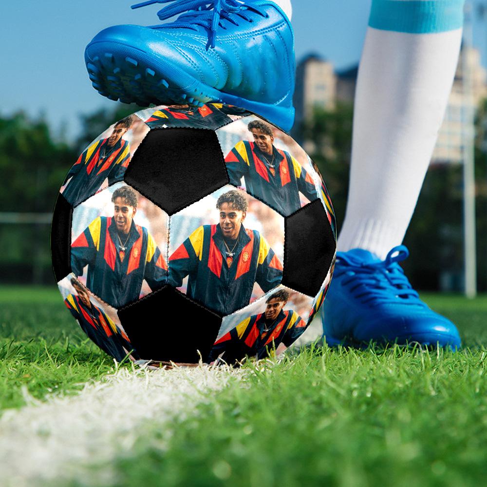 Ballon de Football en Salle Lamine Yamal Coloré Cousu à la Machine PVC Taille 5 Prêt pour l'Entraînement d'Équipe et la Compétition Durable Haut Rebond Cadeau Sportif Cool