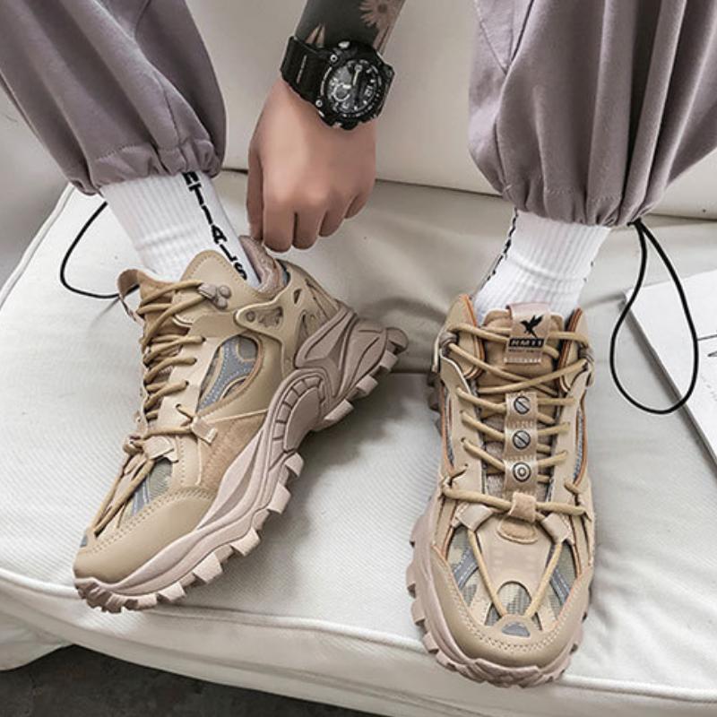 Fashion 2024 New Men Platform Sneakers Fashion Mesh Breathable Lace Up Chunky Shoes Trainers Trendy Sport Dad Shoes Zapatillas Hombre